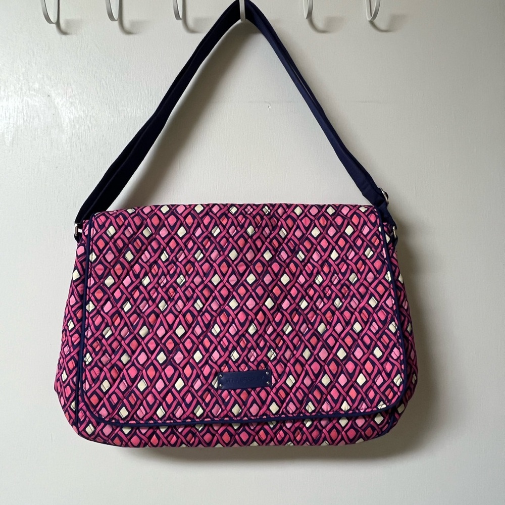 Vera Bradley Pink and Navy Patterned Shoulder Bag